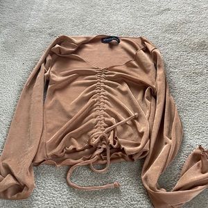 electrica long sleeve golden crop top with straps